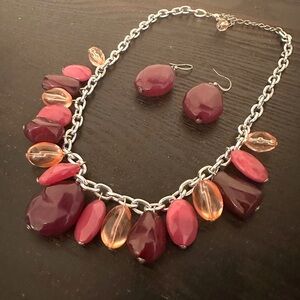 Purple bead necklace & earring set